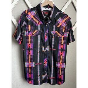 Rock & Roll Denim Men’s S TEK Western Snap Short Sleeve Shirt Aztec Southwestern